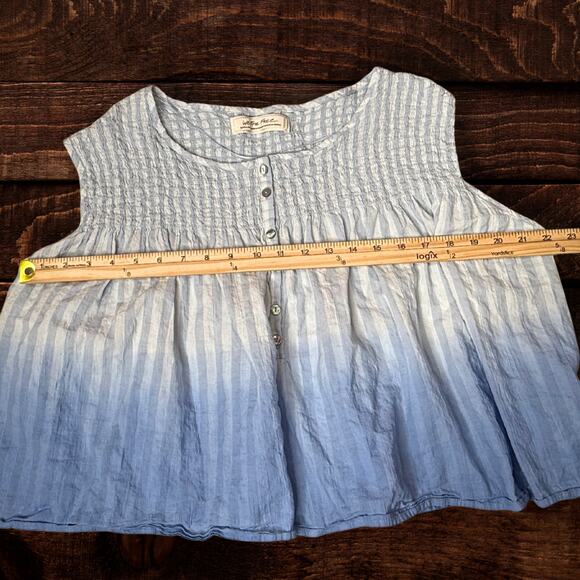 Free People We The Free Little Bit of Something Ombre Oversized Smocked Blouse - Picture 6 of 8